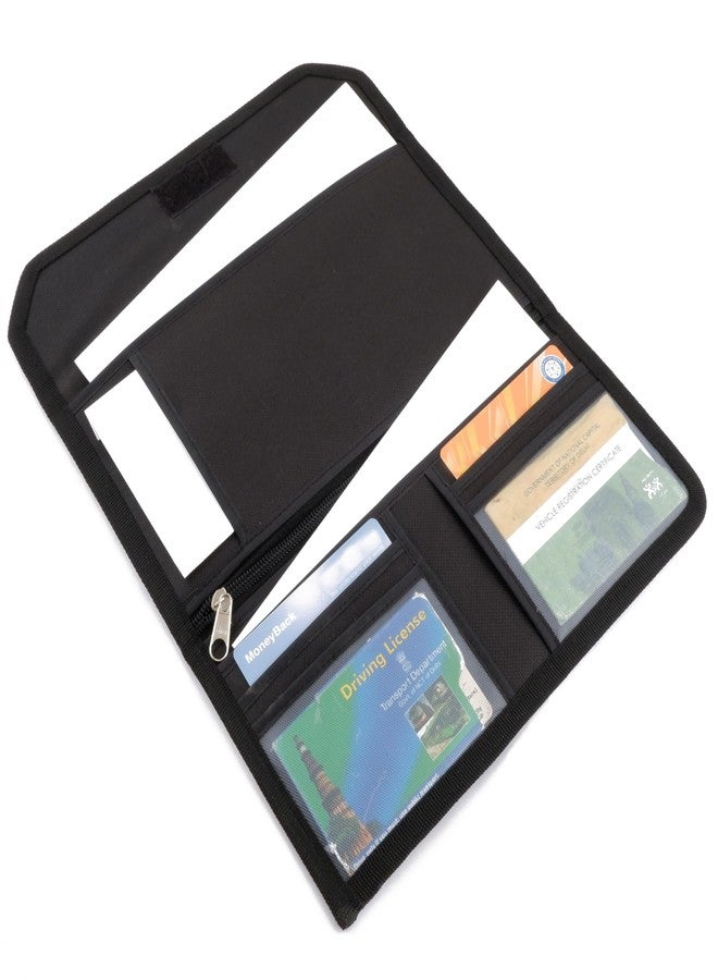 Asraw Car Documents Holder Organizer | Vehicle Documents Paper Storage Wallet for Driving Licence, RC Book, PUC, Insurance for Cars, Two Wheeler, Auto and Truck (Black) - Image 1